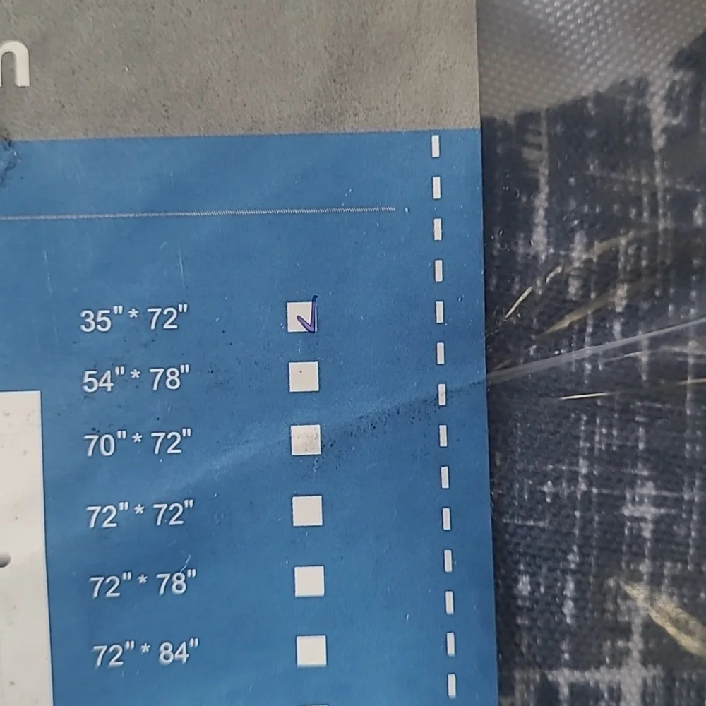 New with tags! Geometric blue and gray fabric shower curtain